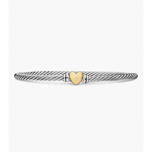 David Yurman Jewelry - David Yurman Two-Tone Cable Bracelet with Gold Heart Accent
